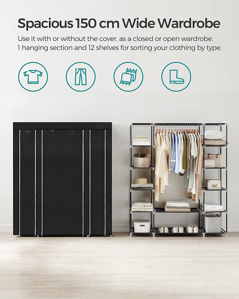 Non-Woven Fabric Wardrobe Storage - Black