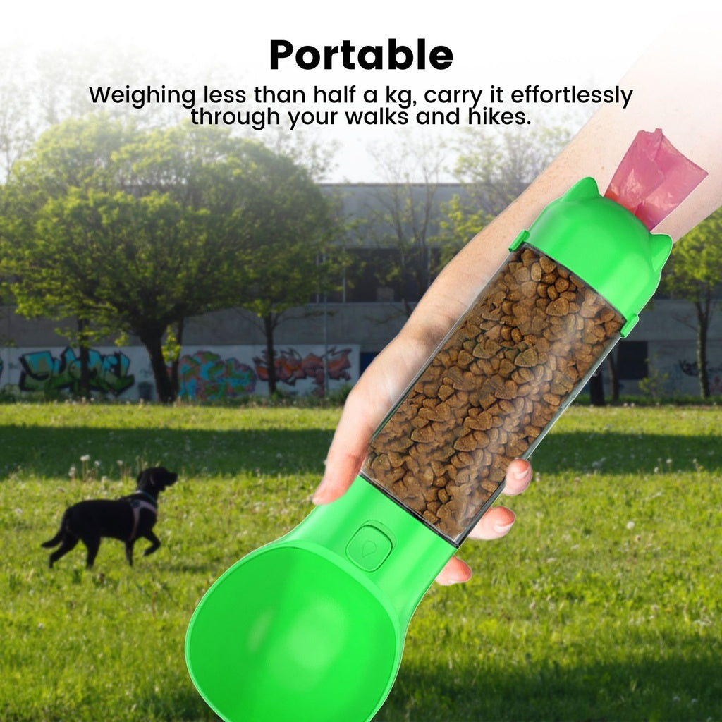 Portable 4 in 1 Pet Scooper and Feeder - Green