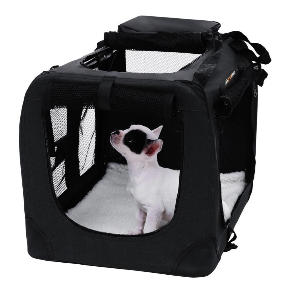 Folding Fabric Pet Carrier Transport Box 60cm - Black