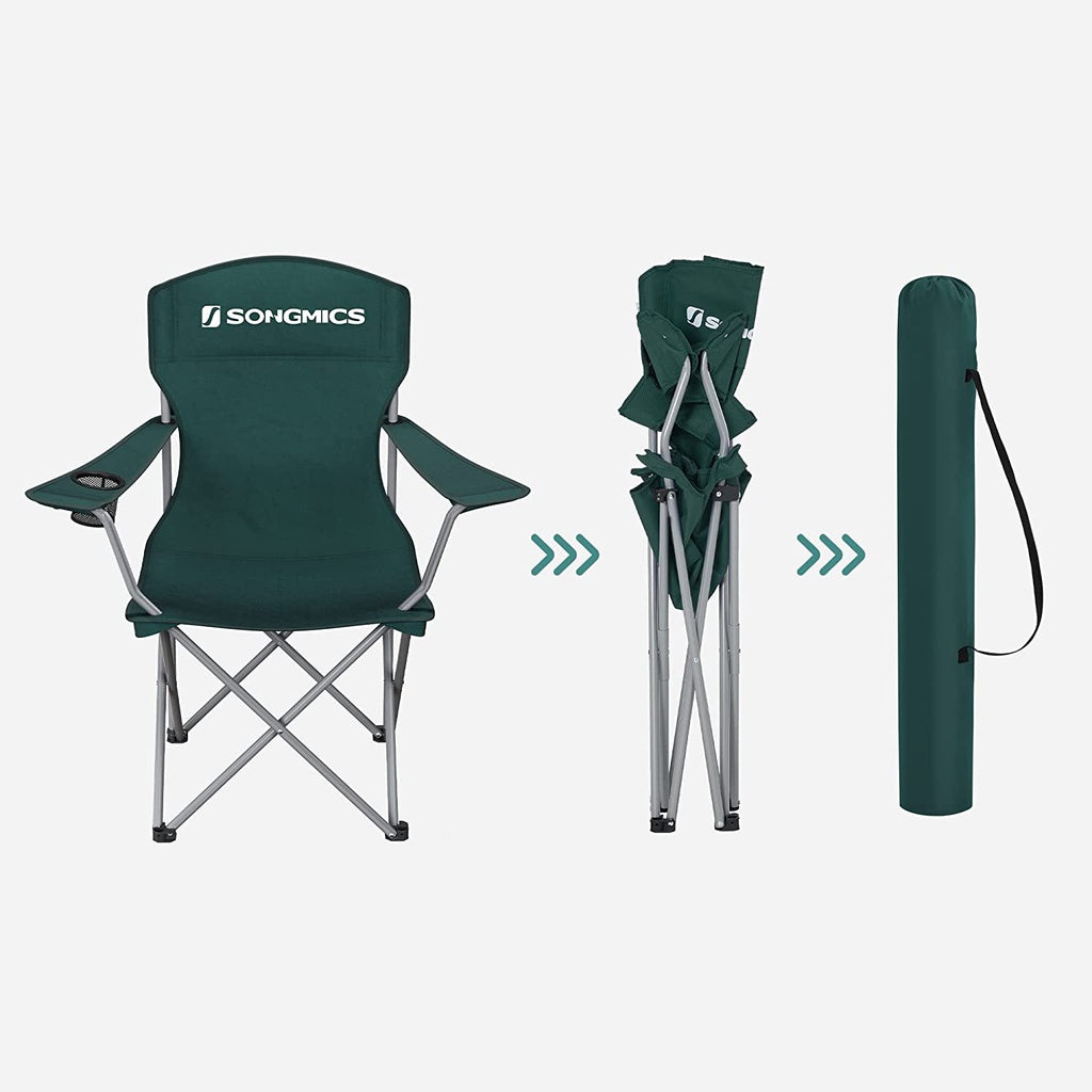 Set of 2 Folding Camping Outdoor Chairs - Dark Green