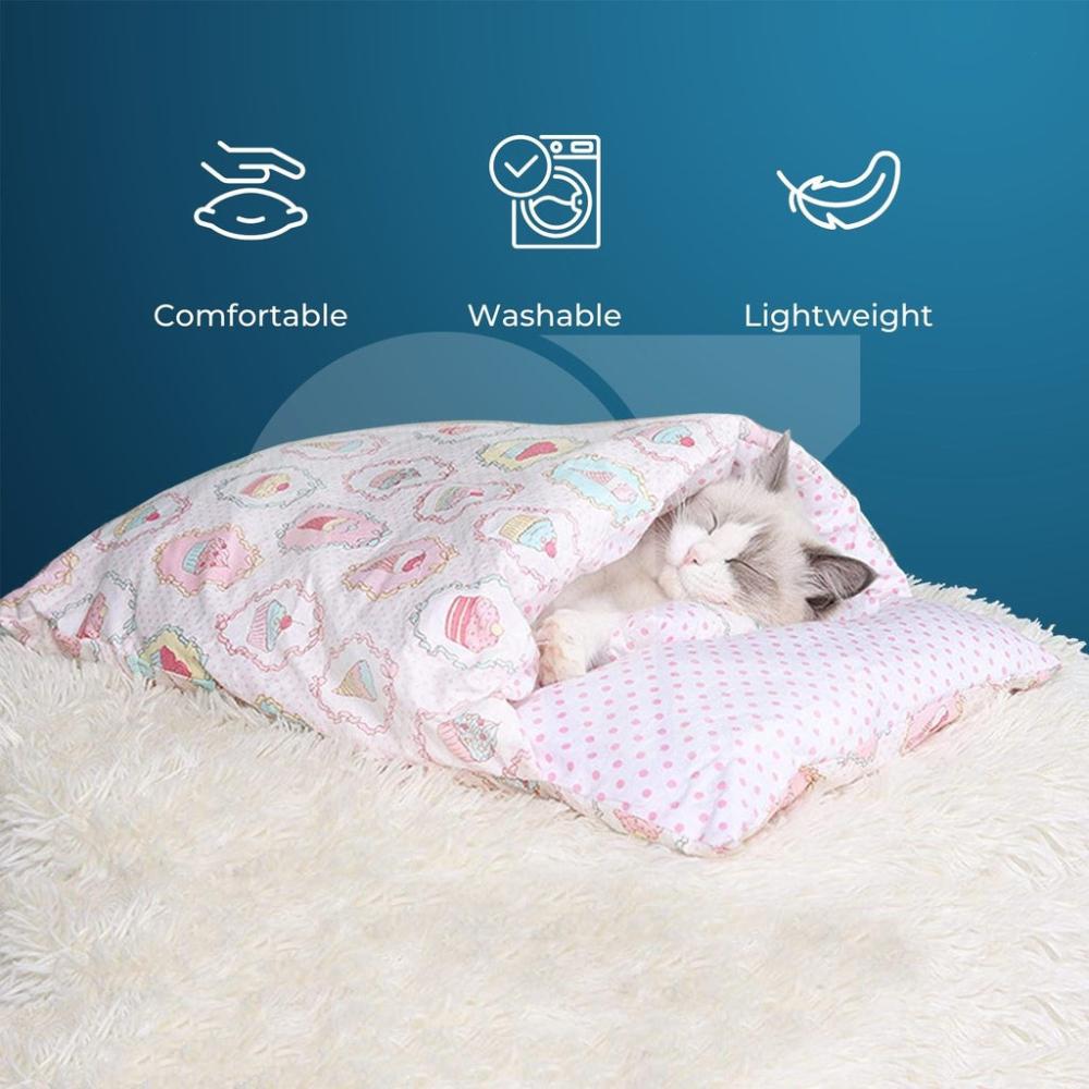 Pet Sleeping Bag Ice Cream Design (L Pink)