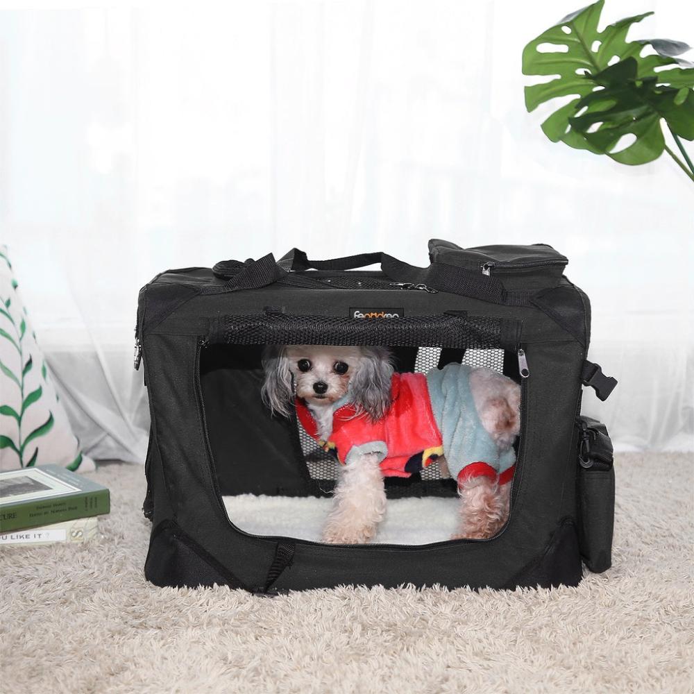 Dog Kennel Transport Box Folding Fabric Pet Carrier 70cm - Black