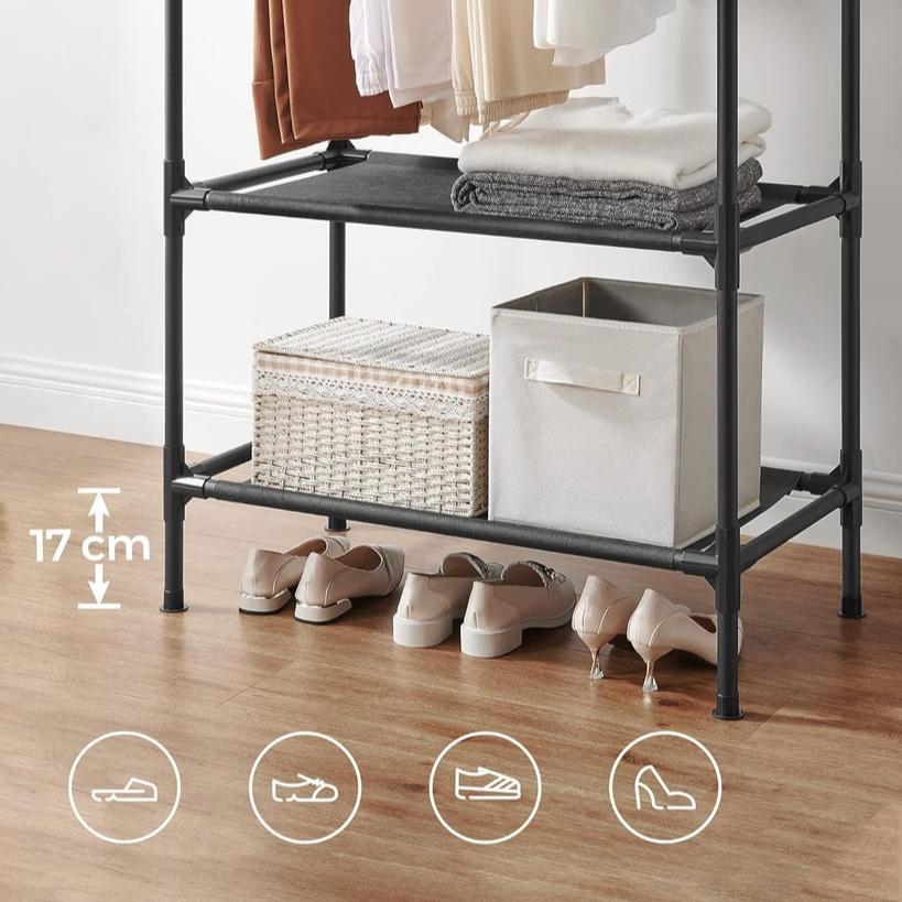 Metal Clothes Rack with 2 Rails Grey