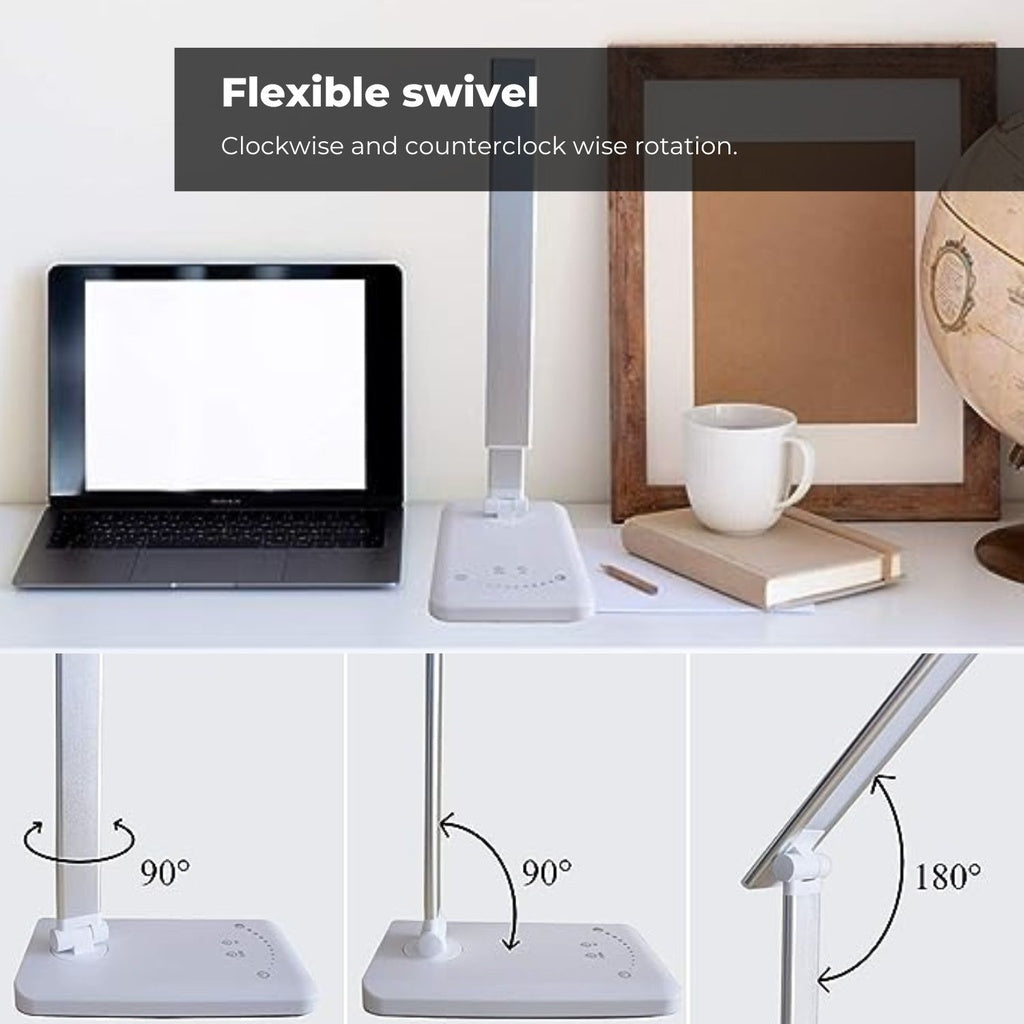 LED Desk Lamp with Wireless Charger & USB Charging Port (White)