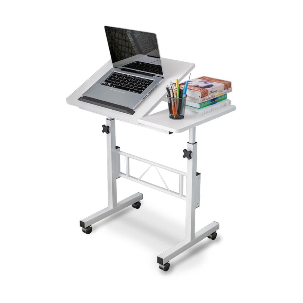 Portable Mobile Computer Table Stand - White