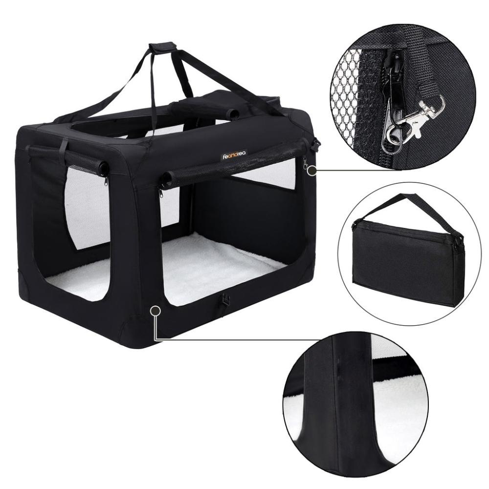 Folding Fabric Pet Carrier Transport Box 60cm - Black