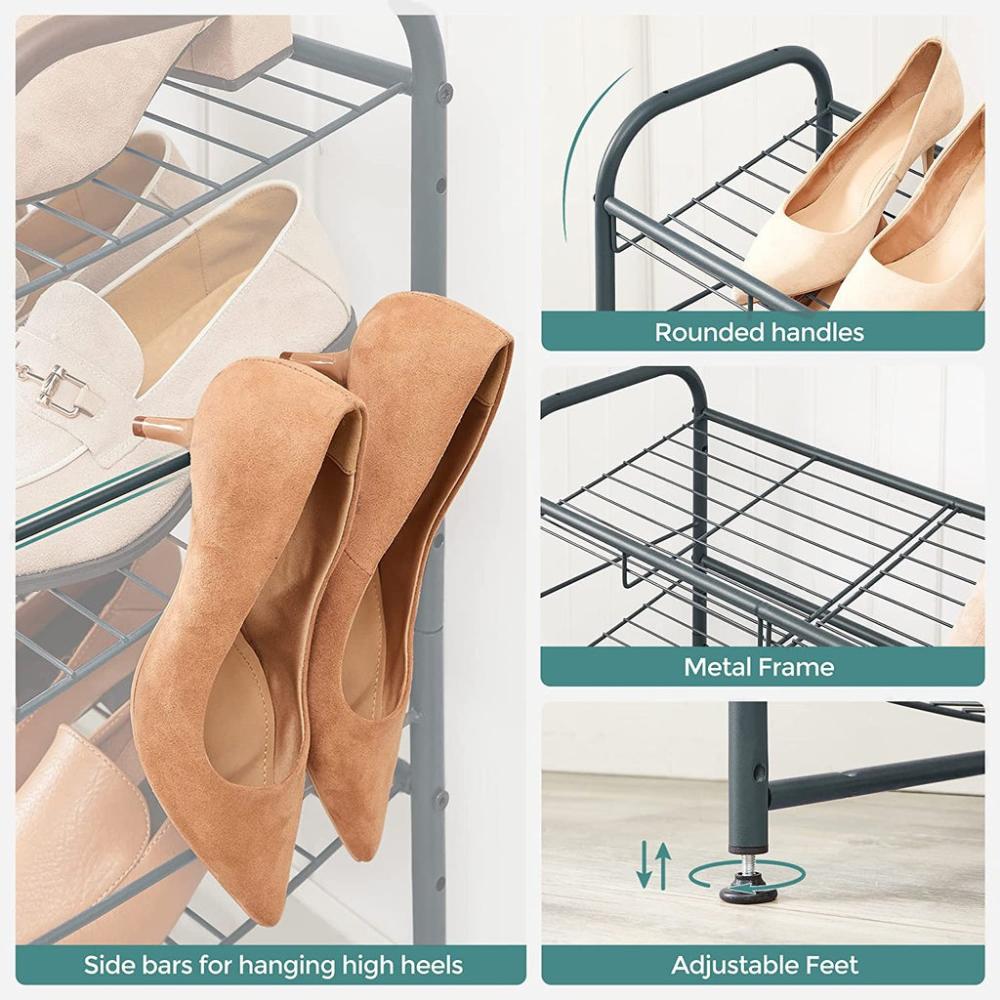 4-Tier Shoe Rack Storage 16 Pairs Organizer - Grey