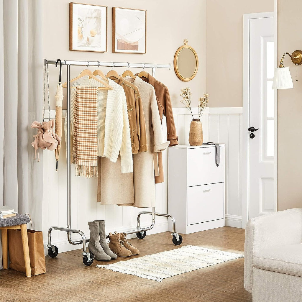 Heavy Duty Clothes Rack on Wheels Metal