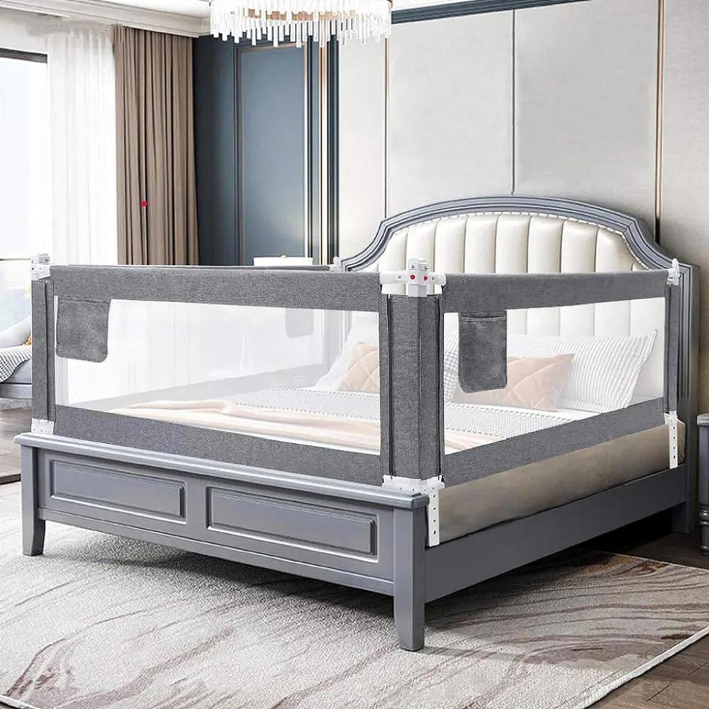 Height Adjustable Folding Kids Safety Queen Size Bed Rail Set - 98cms