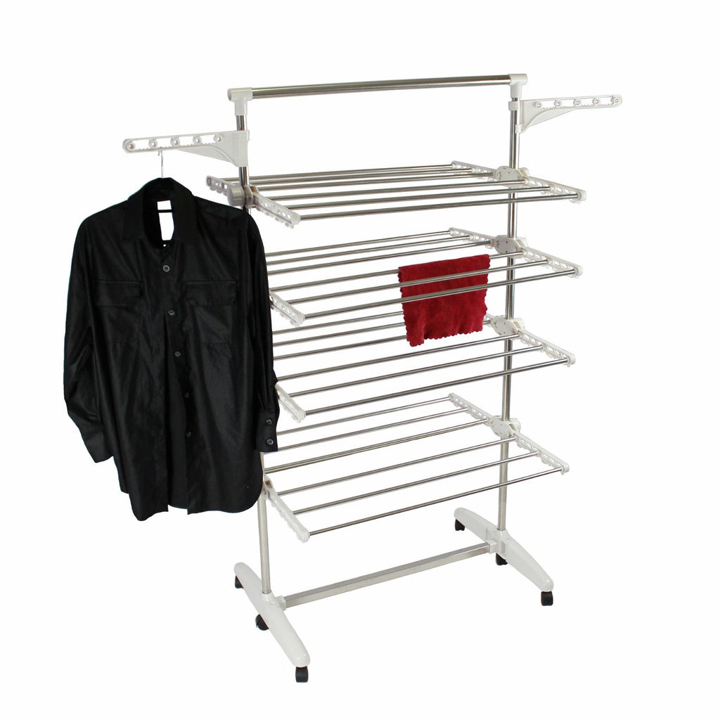 Adjustable and Foldable Laundry Drying 4 Tier Rack - White