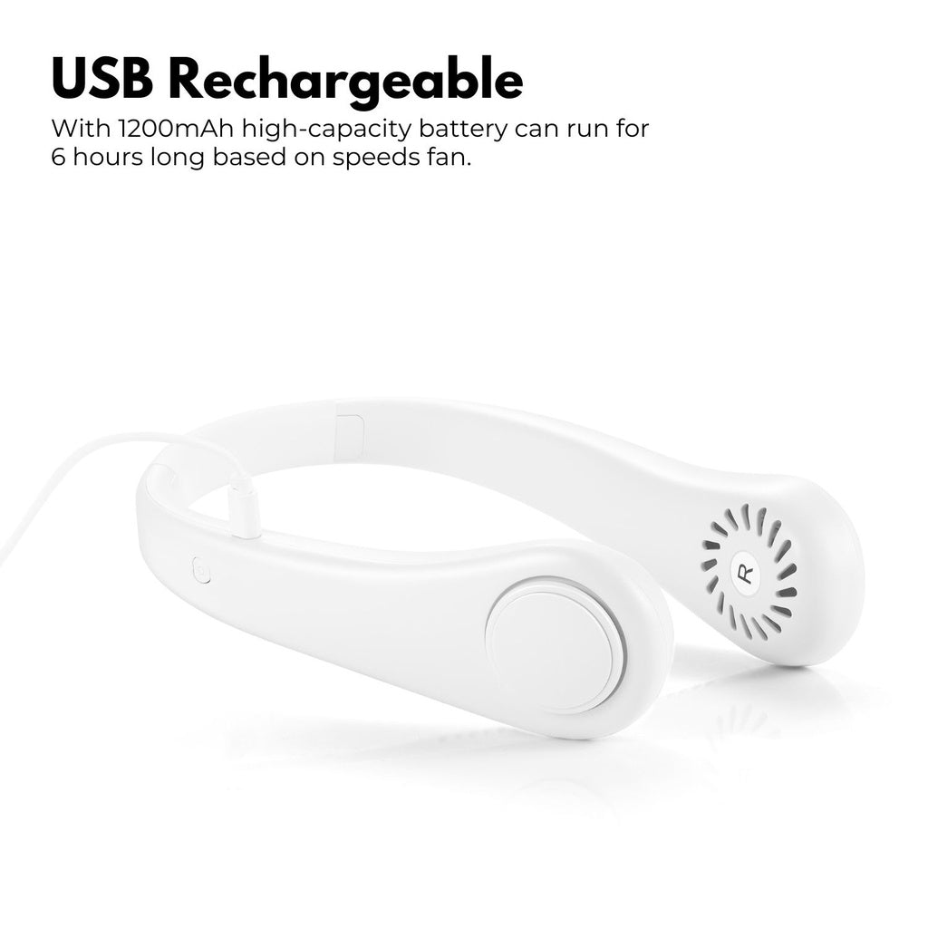 Rechargeable Neck Fan (White)