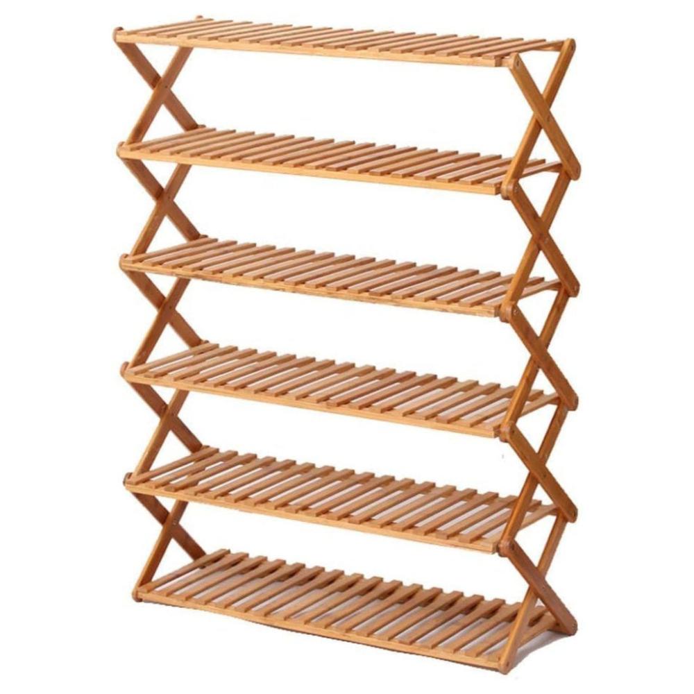 6 Tier Foldable Bamboo Shoe Rack