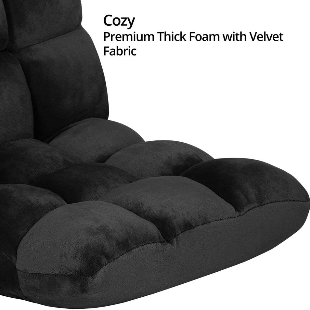 Adjustable Floor Chair Lounge Sofa Bed Recliner (Black)