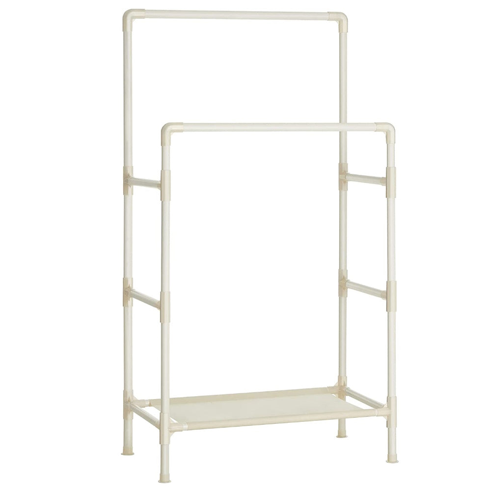 Metal Coat Rack with 2 Clothes Rails and Shelf