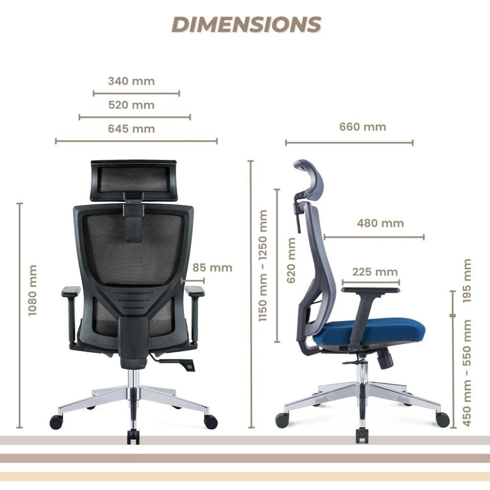 Ergonomic Durable Office Chair (Grey & Blue)