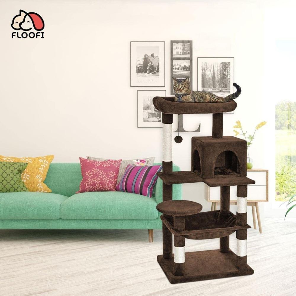 Plush Cat Condo Cat Tree - Brown 118cms