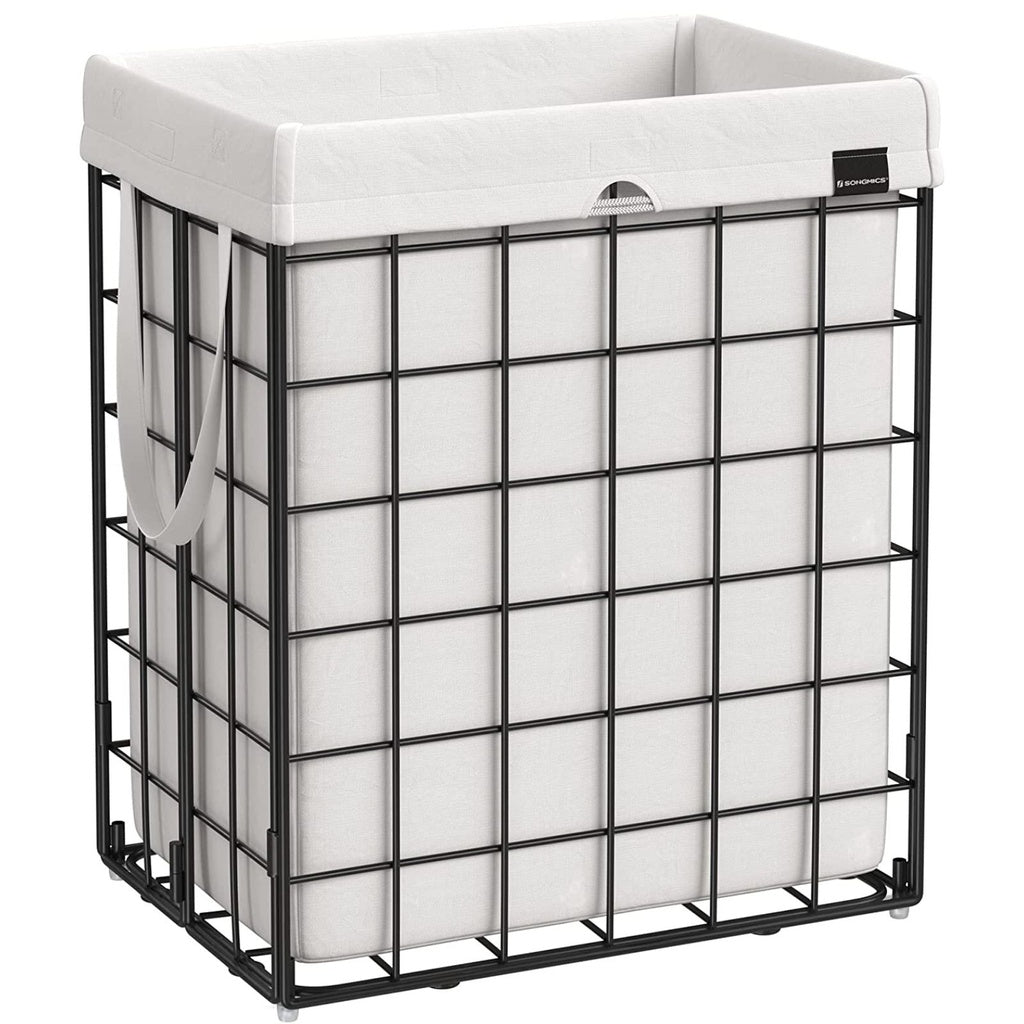 Laundry Hamper Metal Wire Frame 90L - Black and White