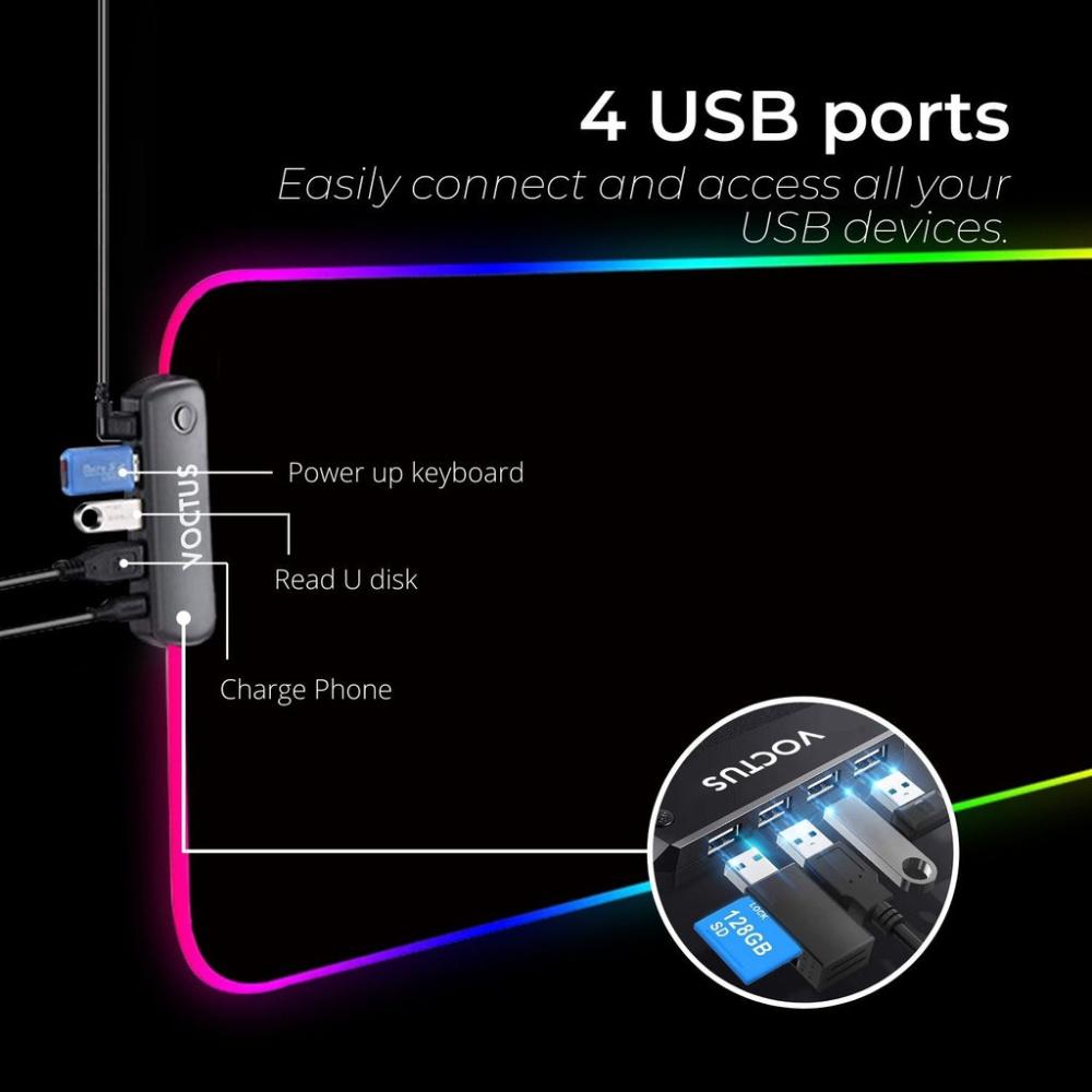 RGB Mouse Pad 4 USB Ports 80 x 30 x 0.4cms