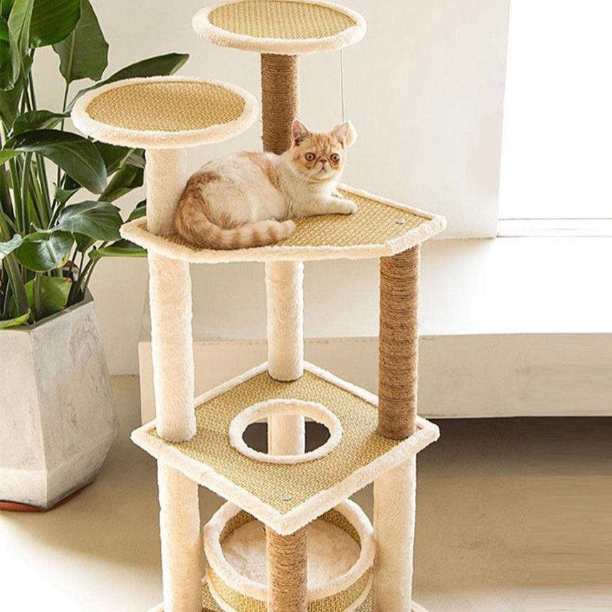 5 Layer Cat Condo Cat Tree - Beige 120cms