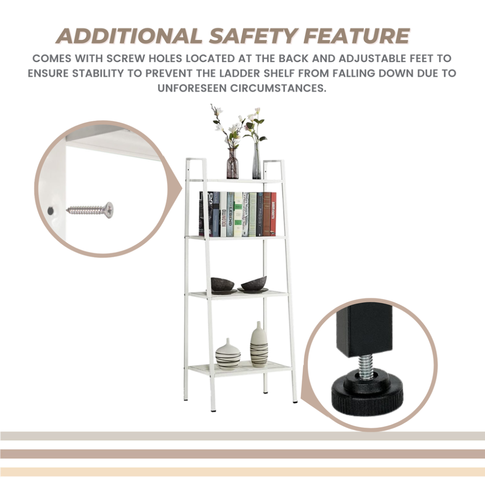 Space Saving 4 Tier Ladder Shelf (White)