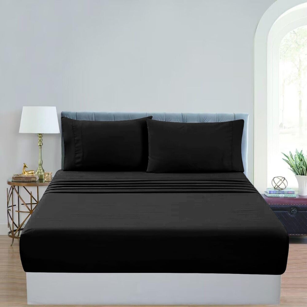 1000 Thread Count Ultra Soft Microfiber 4 Pcs Bed Sheet Set - Single (Black)