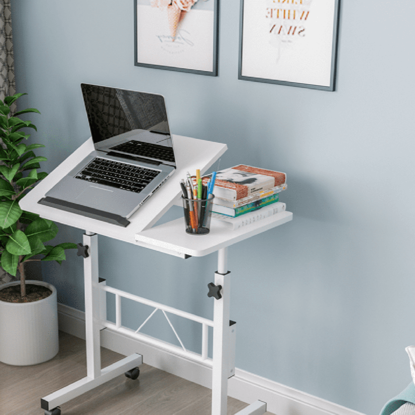 Portable Mobile Computer Table Stand - White