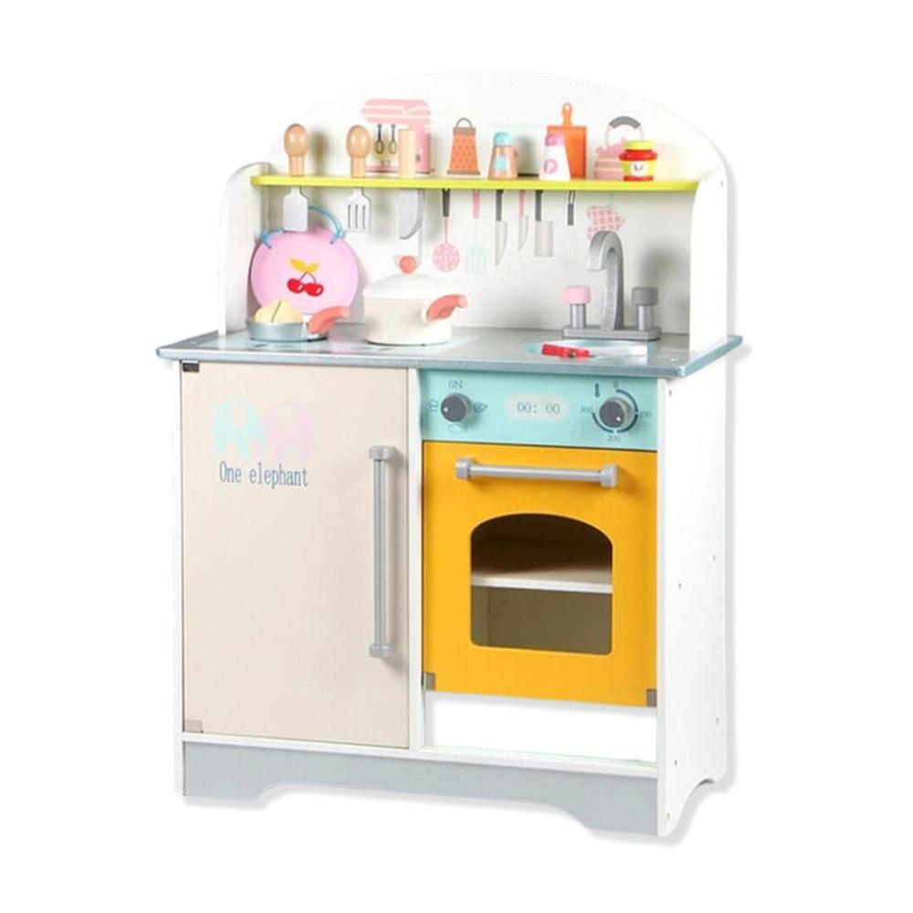 Wooden Kitchen Playset for Kids (Japanese Style Kitchen Set - Silver)