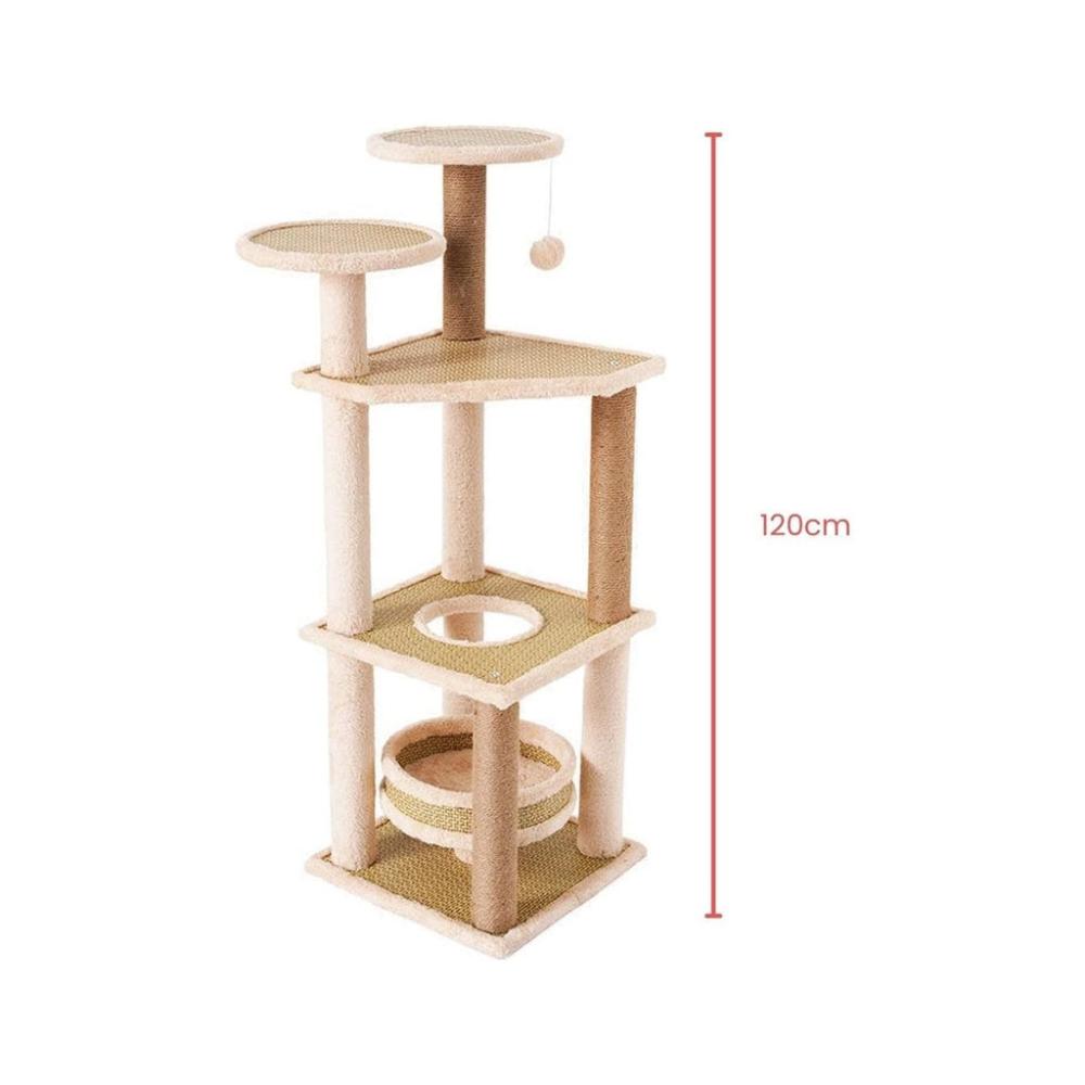 5 Layer Cat Condo Cat Tree - Beige 120cms