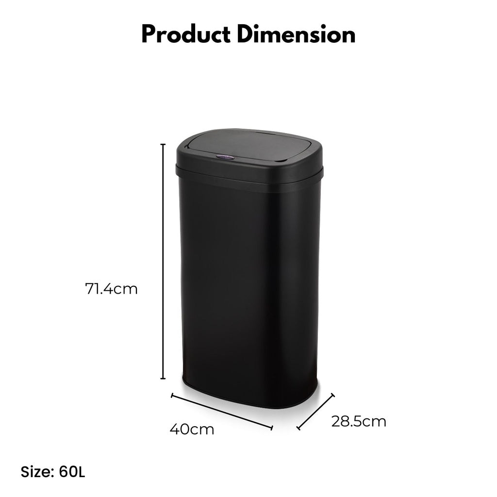 Oval Sensor Bin 60L - Black