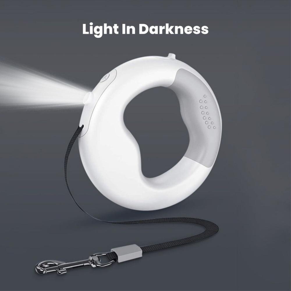 Doughnut Dog Leash with USB and LED - White