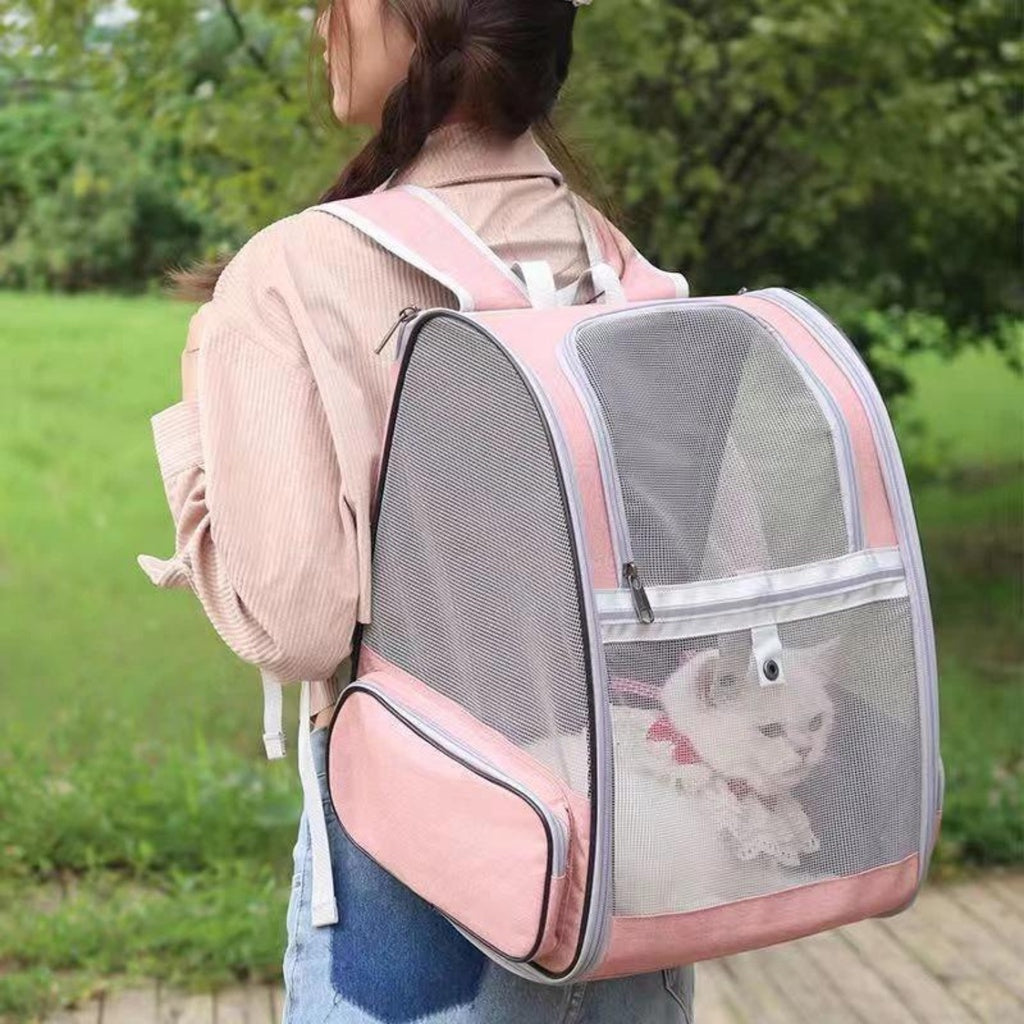 Comfortable Travel Pet Backpack - (Pink)