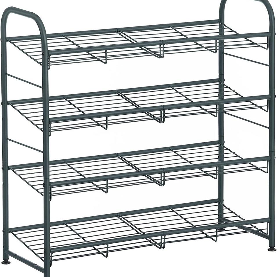 4-Tier Shoe Rack Storage 16 Pairs Organizer - Grey