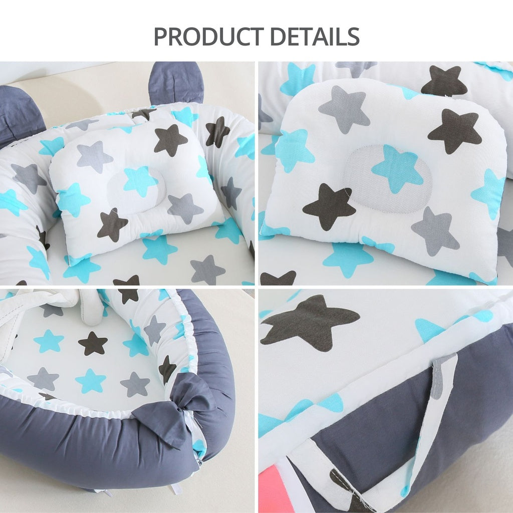 Portable Baby Lounger & Baby Nest with Pillow (Stars)