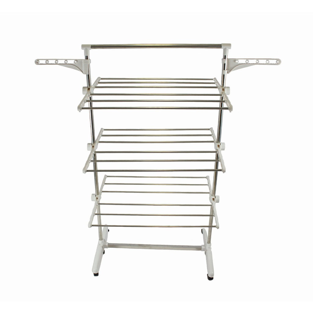 Adjustable and Foldable Clothing Laundry Drying Rack 3 Tier - White