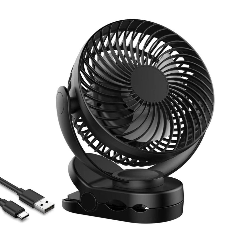 10000mAh Rechargeable Clip-on Fan with Hook and LED Light