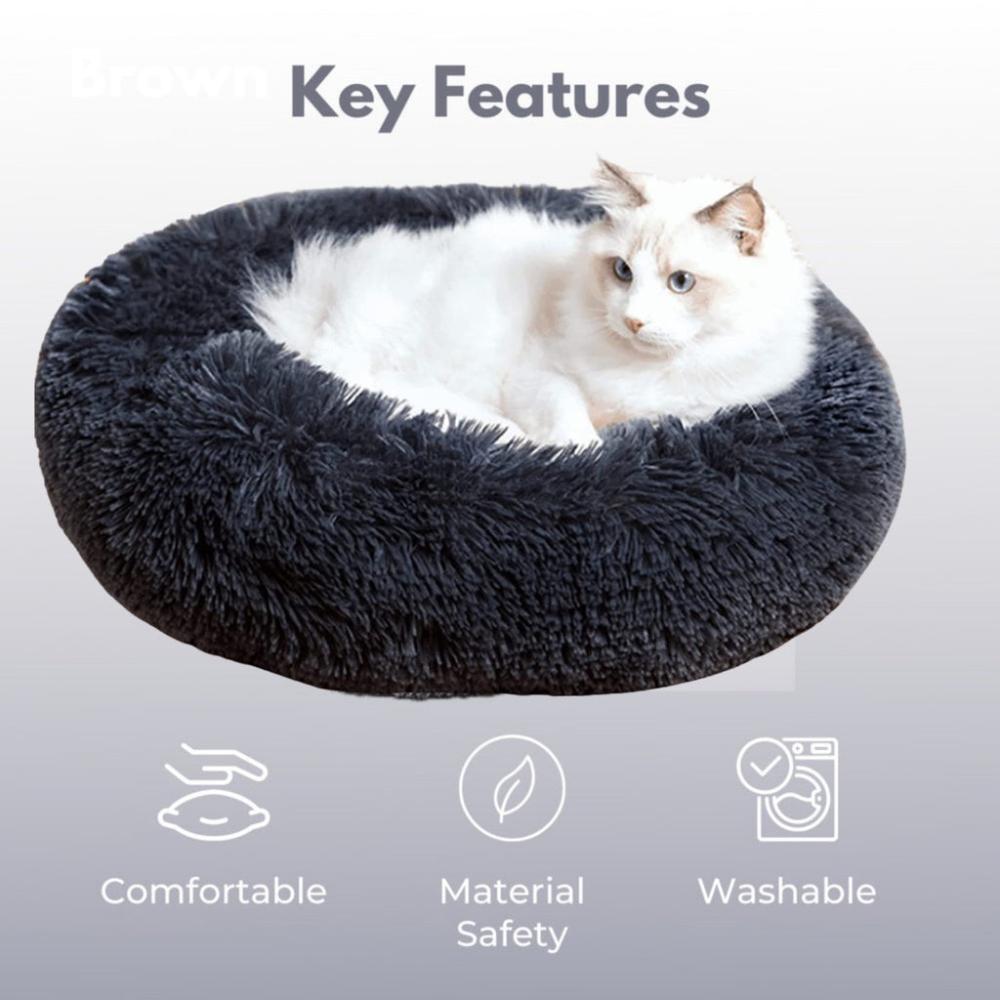 Smooth Plush Round Pet Bed XL 100cms (Dark Grey)