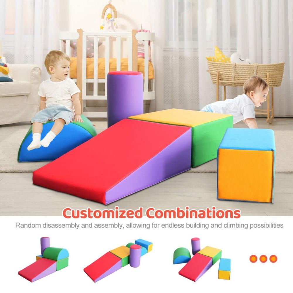 5 Piece Soft Foam Blocks Kids Climb Crawl Playset