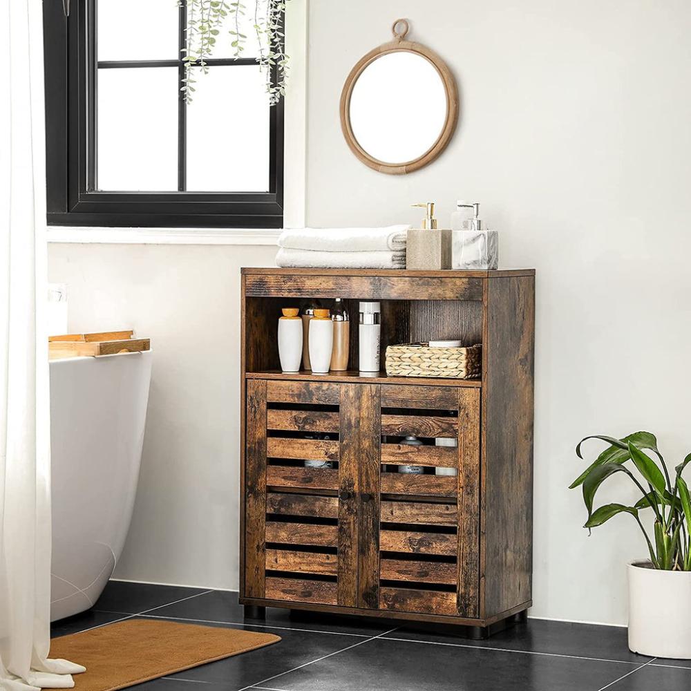 Storage Cabinet with Shelves and Louvered Door