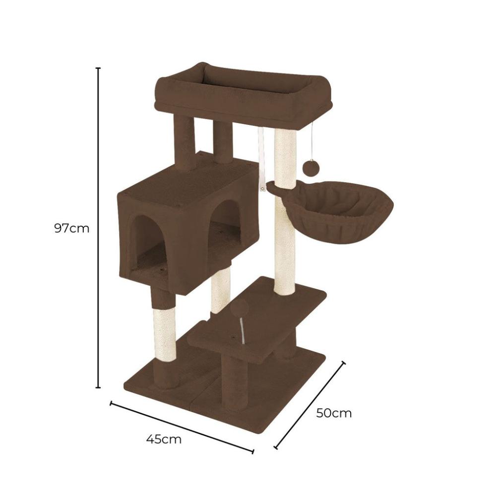 Adjustable Base Plush Cat Tree Brown - 97cms