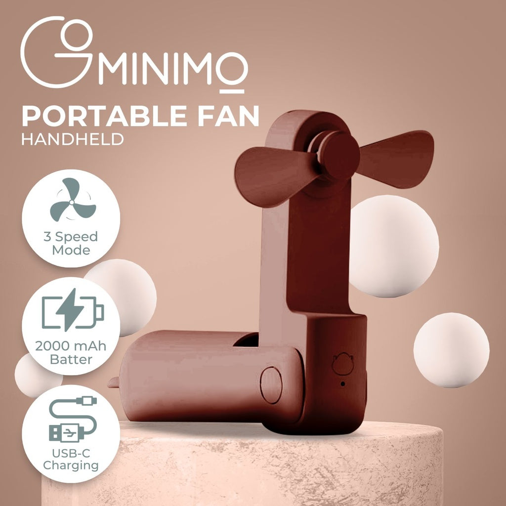 USB Rechargeable Portable Compact Handheld Fan - Brown