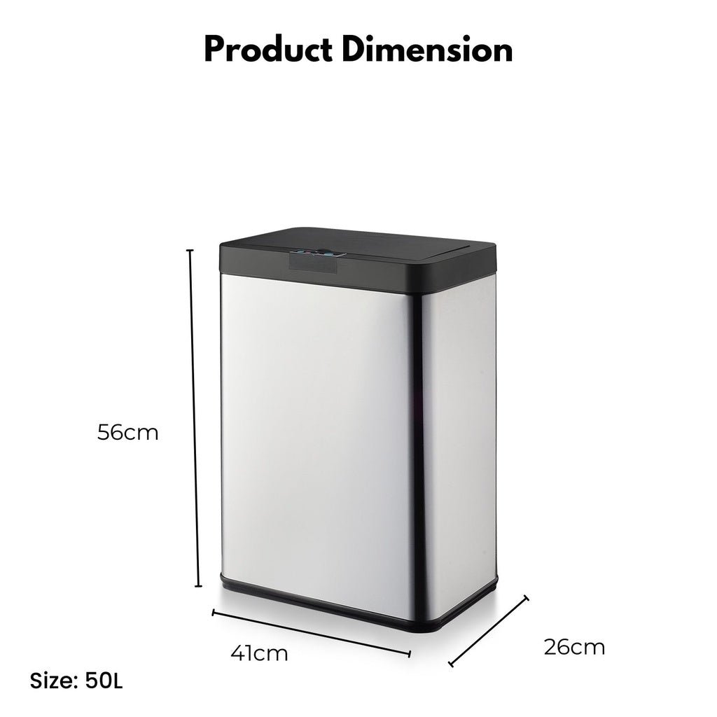 Wide Black Square Sensor Bin - 50L