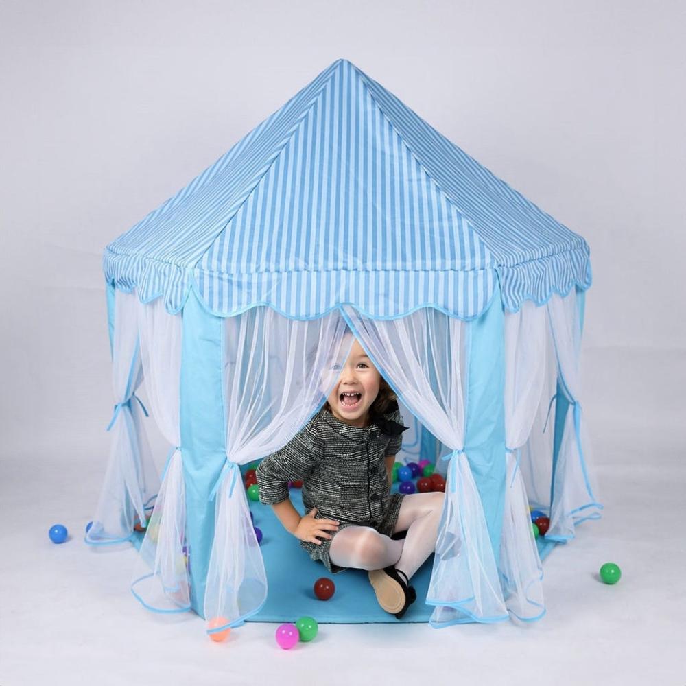 Kids Hexagonal Tent with LED Lights (Blue)