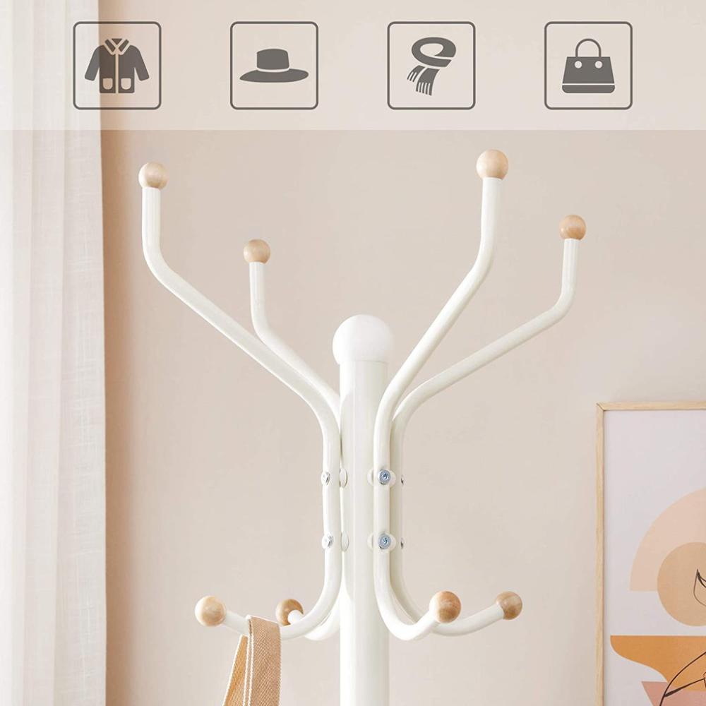 Metal Coat Rack 182 cm Tall Hall Tree - White