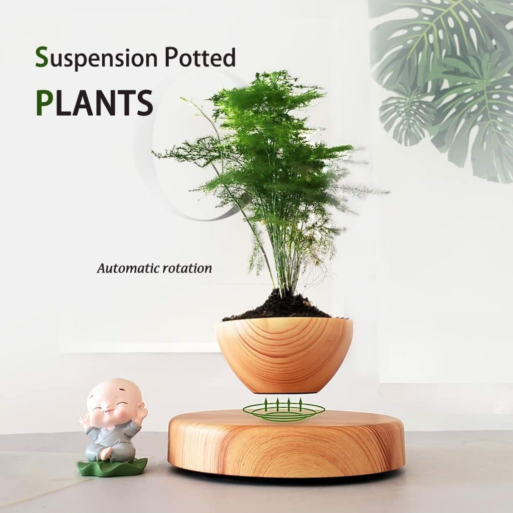 Magnetic Levitating Plant Pot Oak