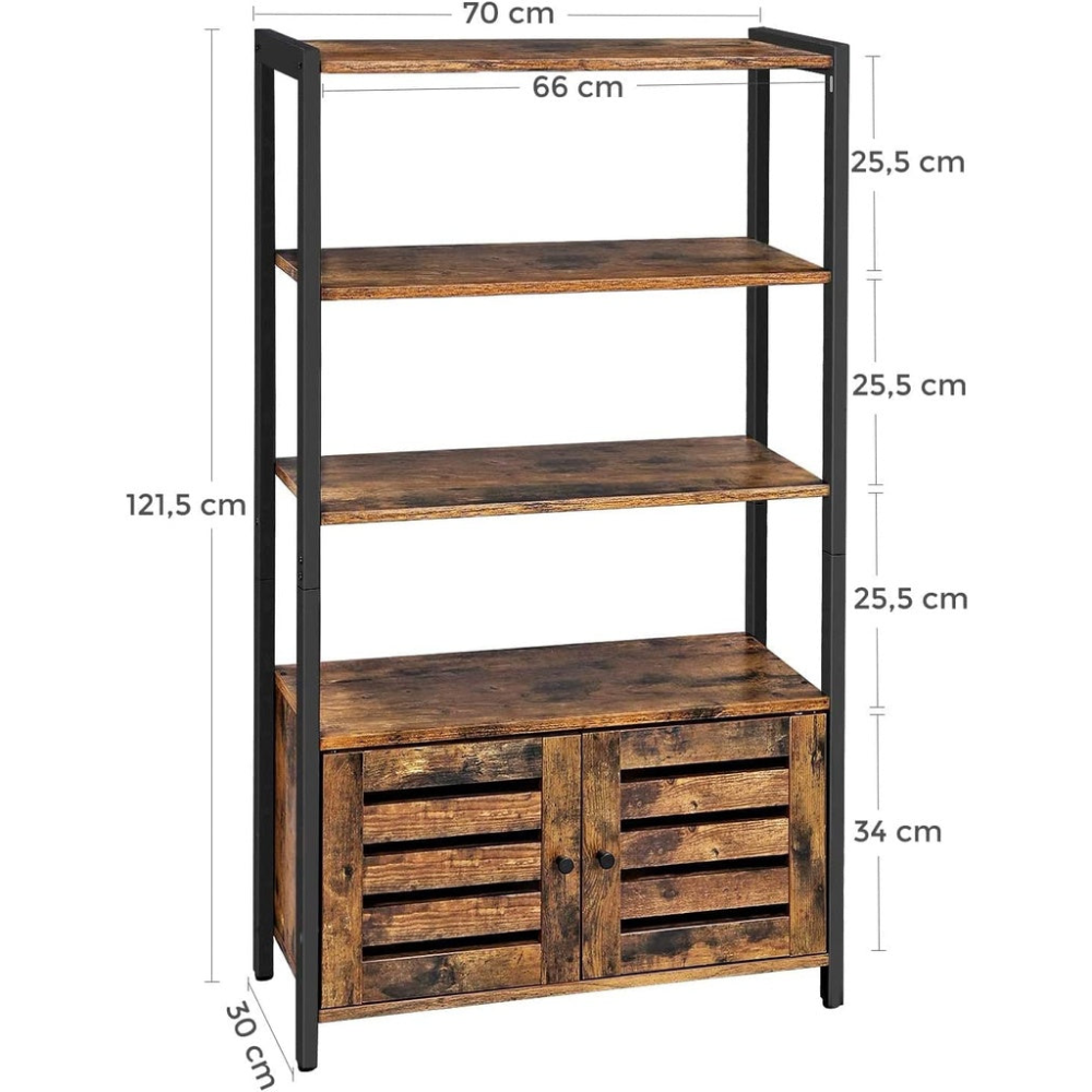 Floor Standing Storage Cabinet Bookshelf - Rustic Brown