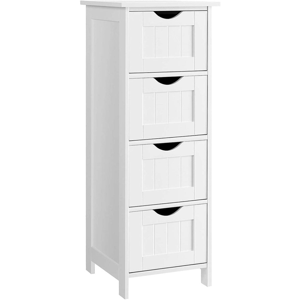 Crafted Floor Cabinet with 4 Drawers - White