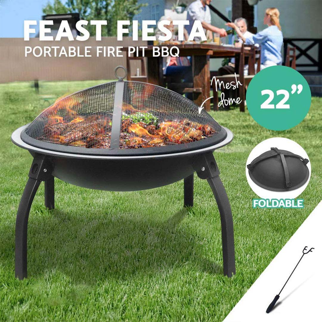 2 in 1 Outdoor Portable BBQ Grill Fireplace 56cm