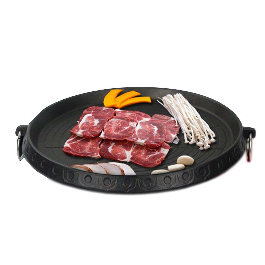 Portable BBQ Butane Gas Stove Stone Non-Stick Grill Round