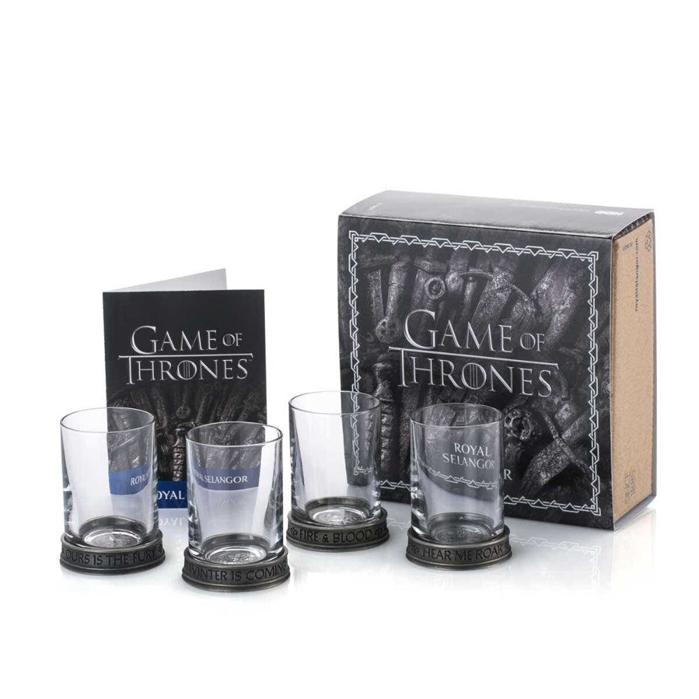 Royal Selangor Game of Thrones Set of 4 House Sigils Pewter Shot Glass Quartet