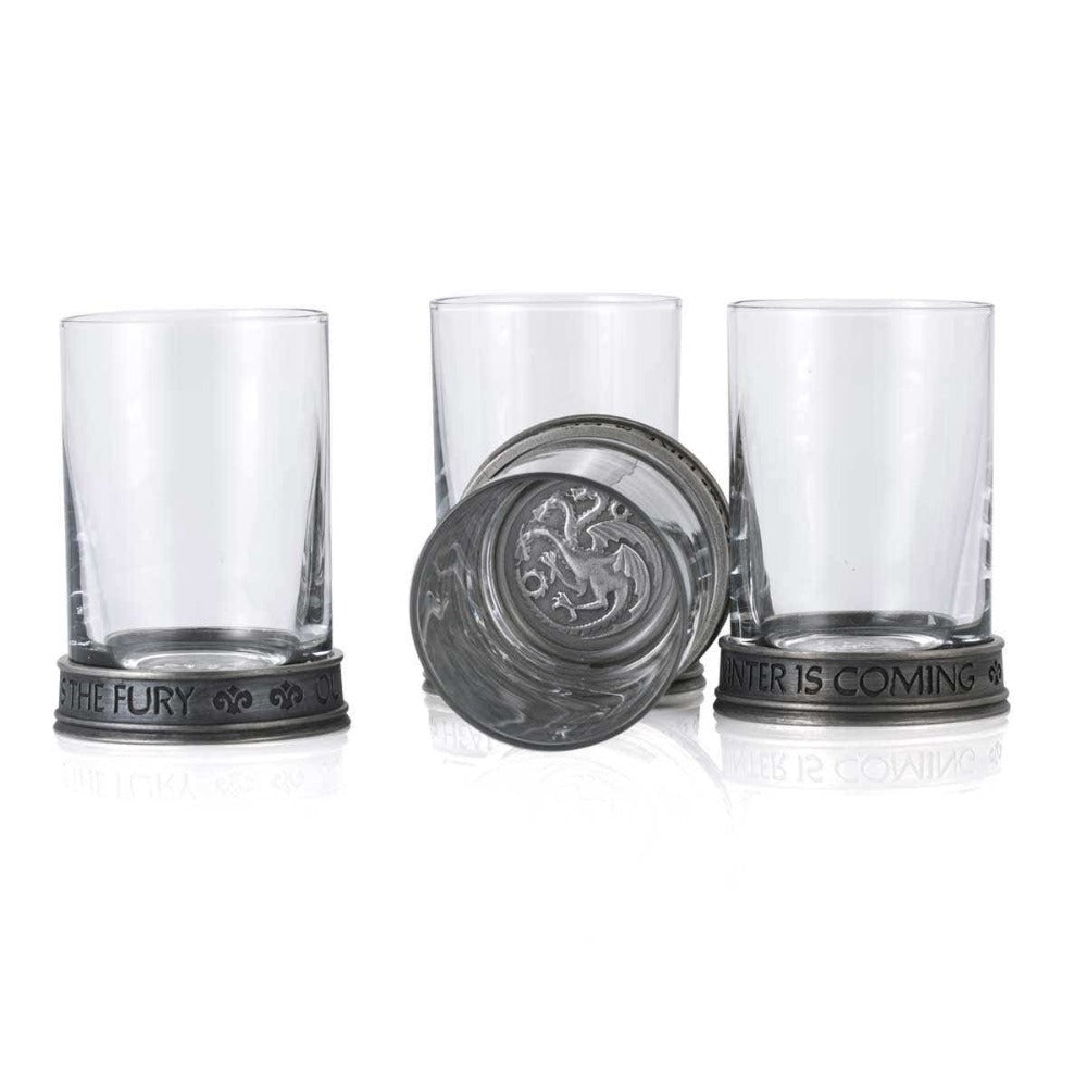 Royal Selangor Game of Thrones Set of 4 House Sigils Pewter Shot Glass Quartet